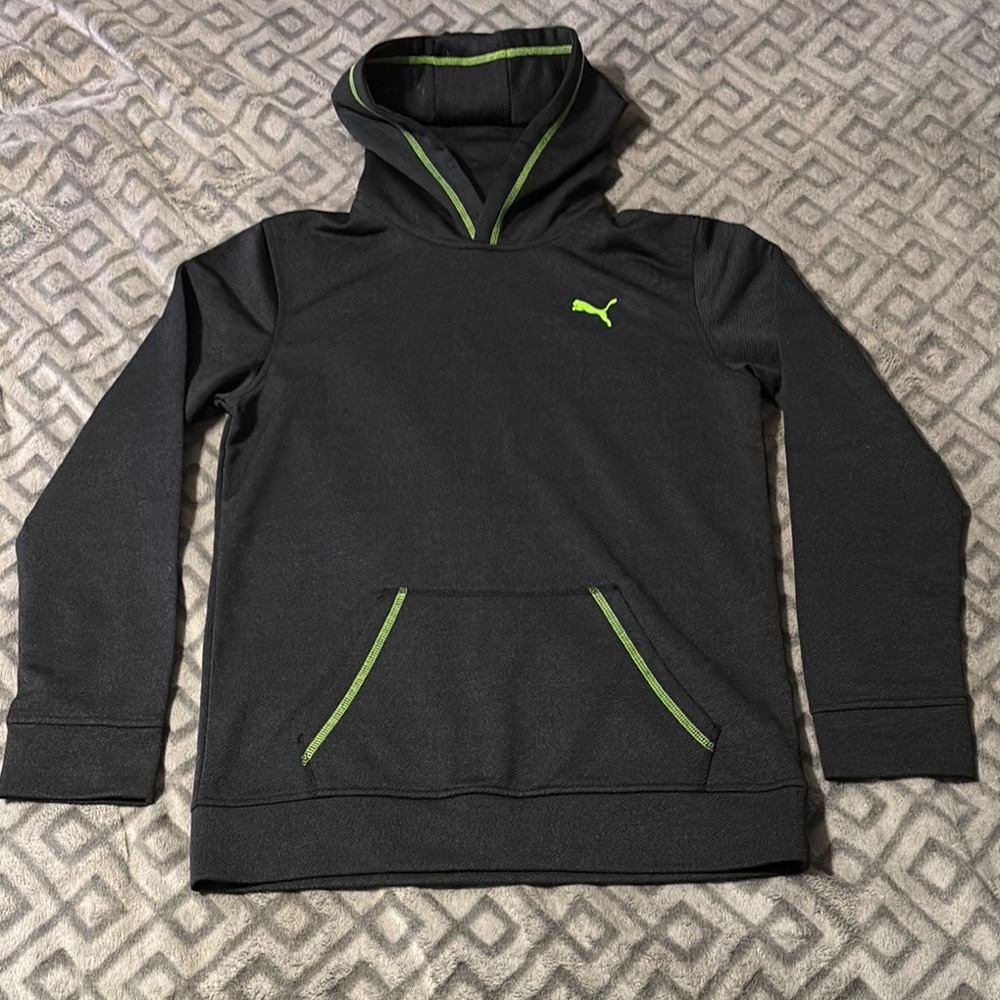 Puma Black Hoodie with Green Accents